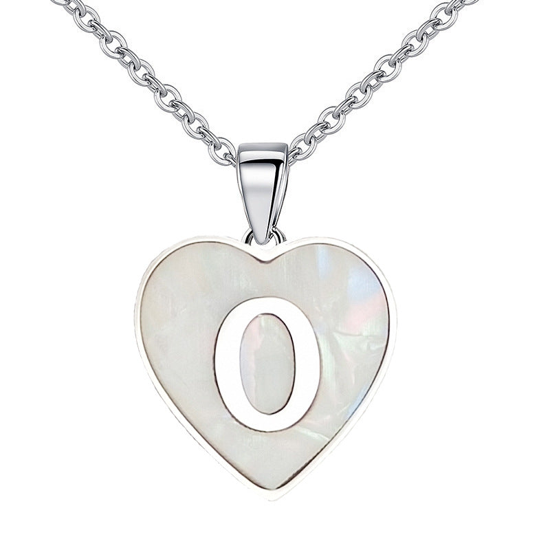 Wholesale Cute Sweet Letter Titanium Steel Plating Inlay Shell Pendant Necklace