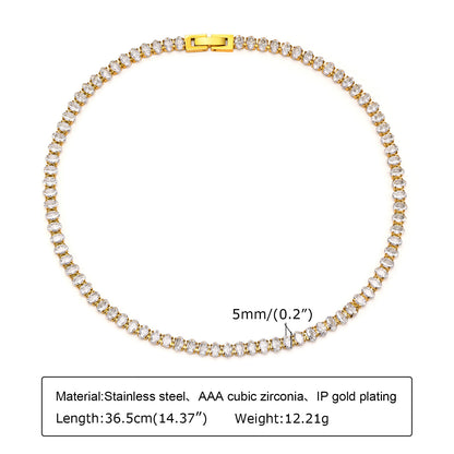 Fashion Solid Color Stainless Steel Plating Inlay Zircon Bracelets Necklace