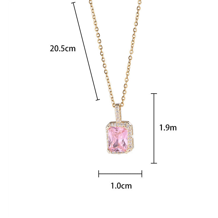 Simple Style Square Copper Inlay Zircon Pendant Necklace 1 Piece