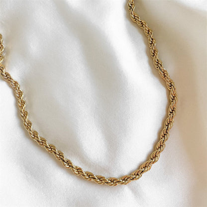 New Fashion Twist Chain 14k Gold Plated Stainless Steel Necklace