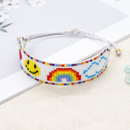 Simple Miyuki Beads Weaving Blue Sky And White Clouds Rainbow Bracelet Female