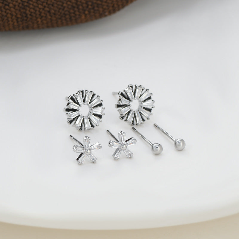 1 Set Simple Style Geometric Plating Inlay Copper Zircon Ear Studs