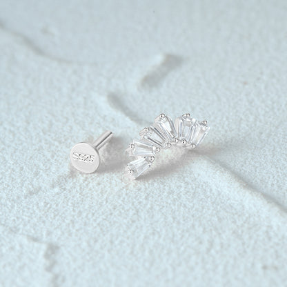 1 Piece Simple Style Flower Plating Sterling Silver Zircon Ear Studs