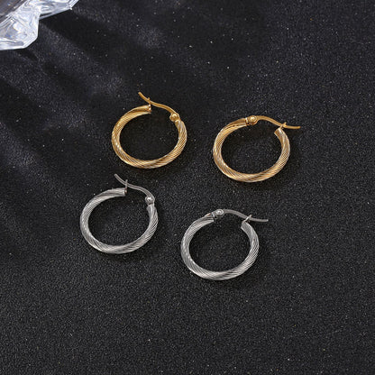 Fashion Round Stainless Steel Plating Hoop Earrings 1 Pair