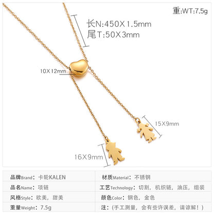 Fashion Stainless Steel Tassel Heart-shape Hollow Necklace