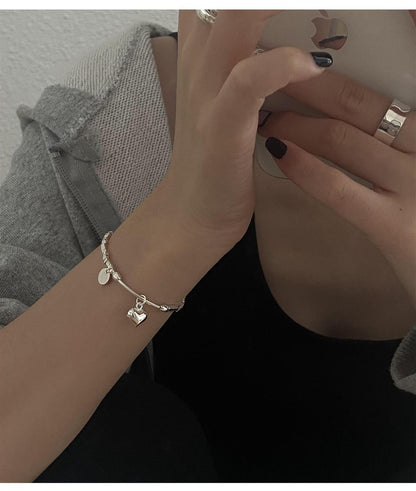 Fairy Style Elegant Heart Shape Sterling Silver Charm Polishing Bracelets