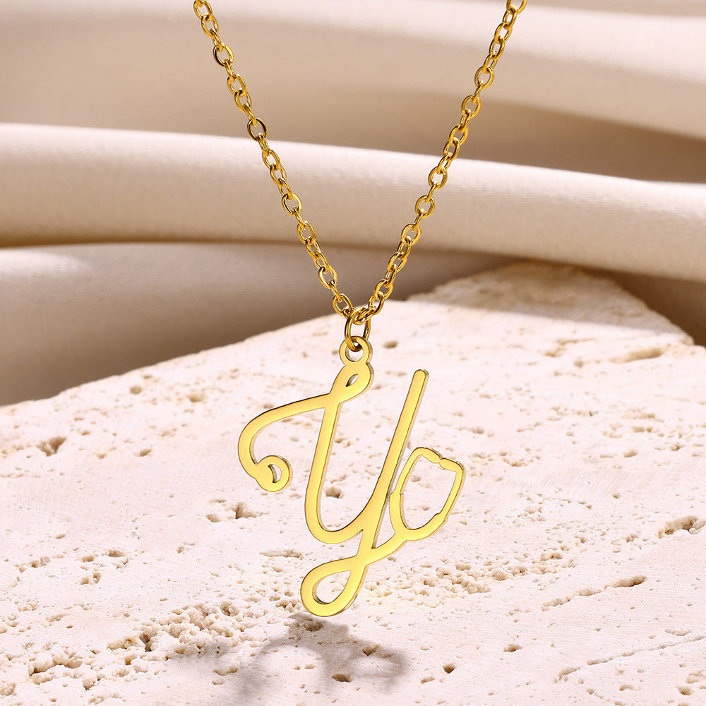 Stainless Steel Simple Style Letter Plating Pendant Necklace