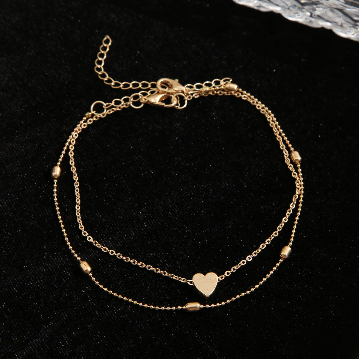 Fashion Cross Heart Shape Alloy Inlaid Crystal Artificial Crystal Women's Anklet