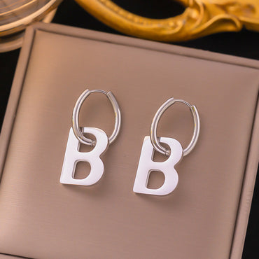 1 Pair Simple Style Commute Letter Plating Stainless Steel Drop Earrings