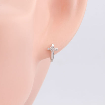 1 Pair Simple Style Cross Sterling Silver Inlay Zircon White Gold Plated Gold Plated Earrings