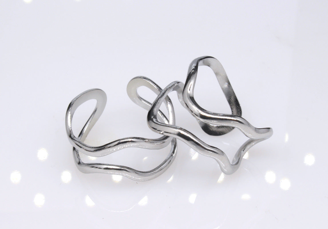 Fashion Geometric Titanium Steel Plating Open Ring 1 Piece