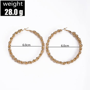 Exaggerated Earrings Creative Simple Style Circle Metal Chain Earrings