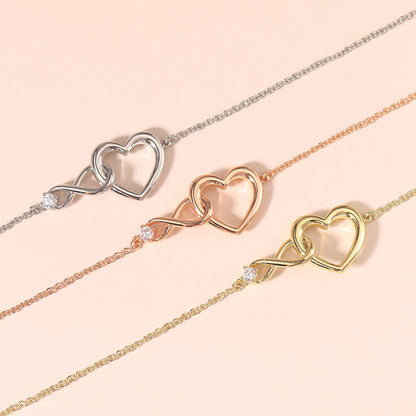 Sweet Simple Style Infinity Heart Shape Copper Inlay Zircon Bracelets Necklace