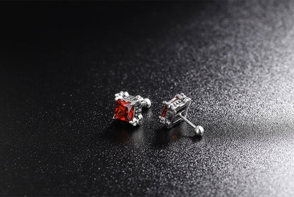 1 Pair Simple Style Geometric Inlay Sterling Silver Zircon Earrings