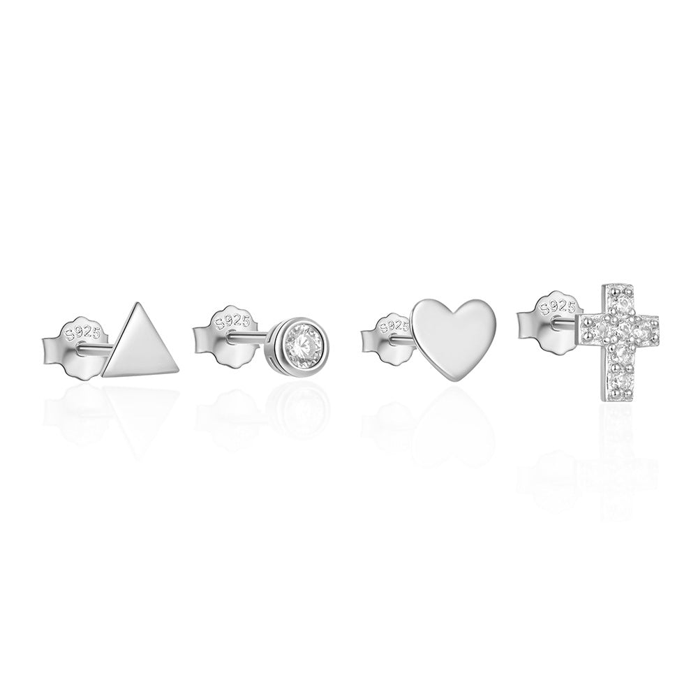 1 Set Simple Style Star Butterfly Plating Sterling Silver Ear Studs