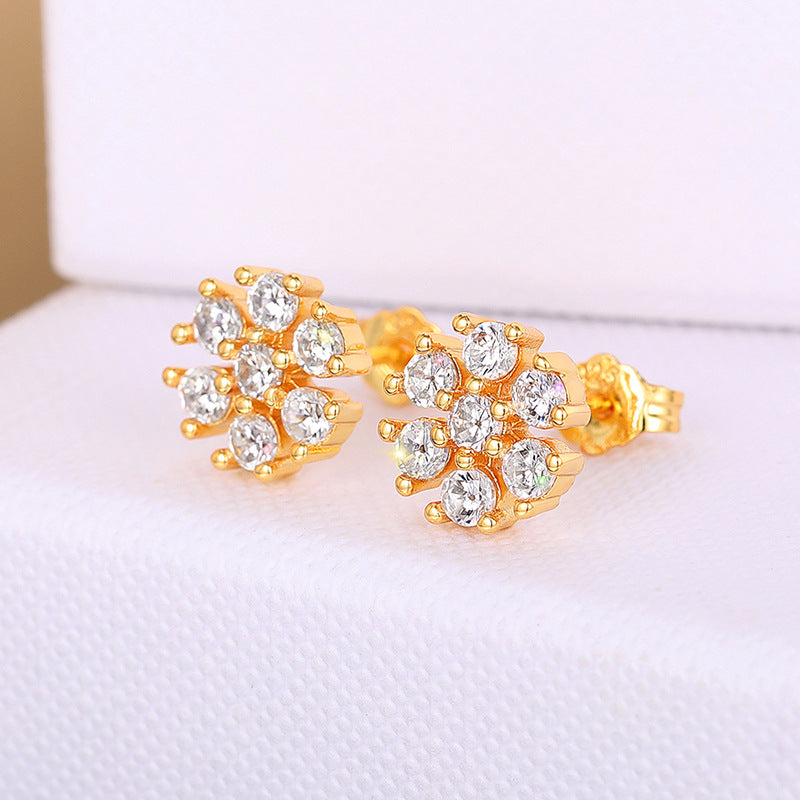 1 Pair Simple Style Flower Inlay Copper Zircon Ear Studs