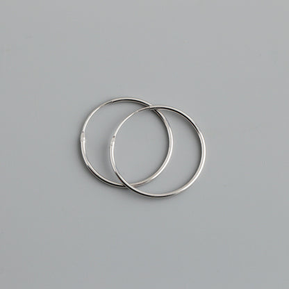 Simple Style Solid Color Sterling Silver Plating Hoop Earrings 1 Pair