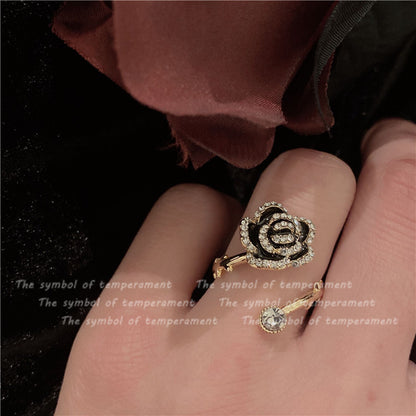 Elegant Flower Metal Inlay Zircon Women's Rings Earrings Necklace