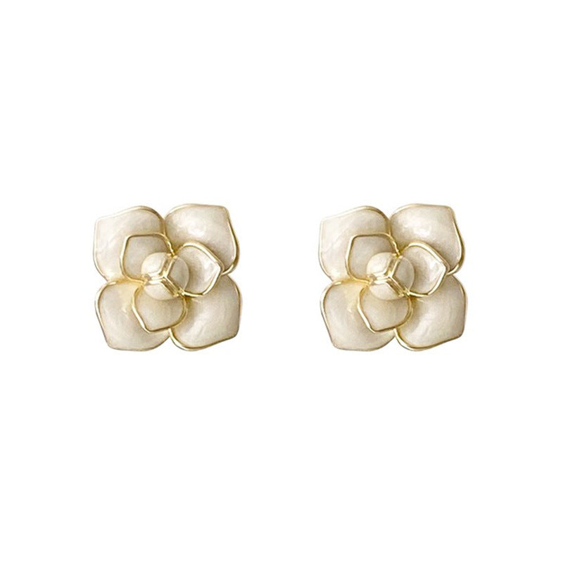 1 Pair Simple Style Flower Enamel Copper Ear Studs