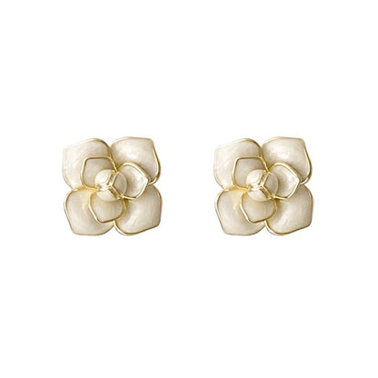 1 Pair Simple Style Flower Enamel Copper Ear Studs