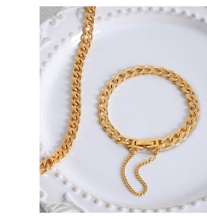 Hip-hop Simple Style Solid Color Titanium Steel Plating Bracelets Necklace