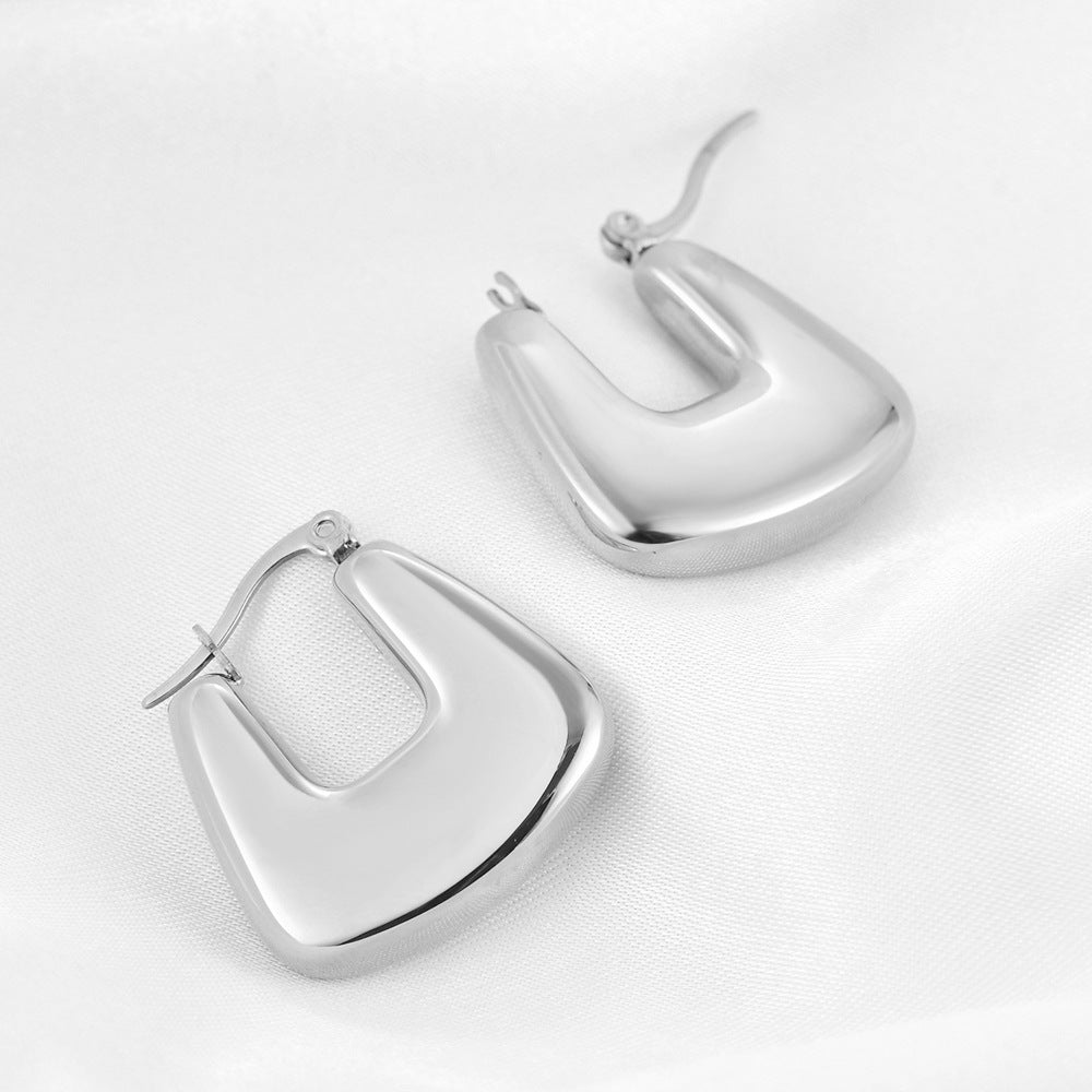 1 Pair Retro Solid Color Titanium Steel Earrings