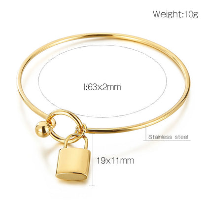 Stainless Steel Lock Pendant Simple Bracelet Wholesale Jewelry Gooddiy