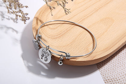 Fashion Simple Stainless Steel Heart Letter Retractable Bracelet