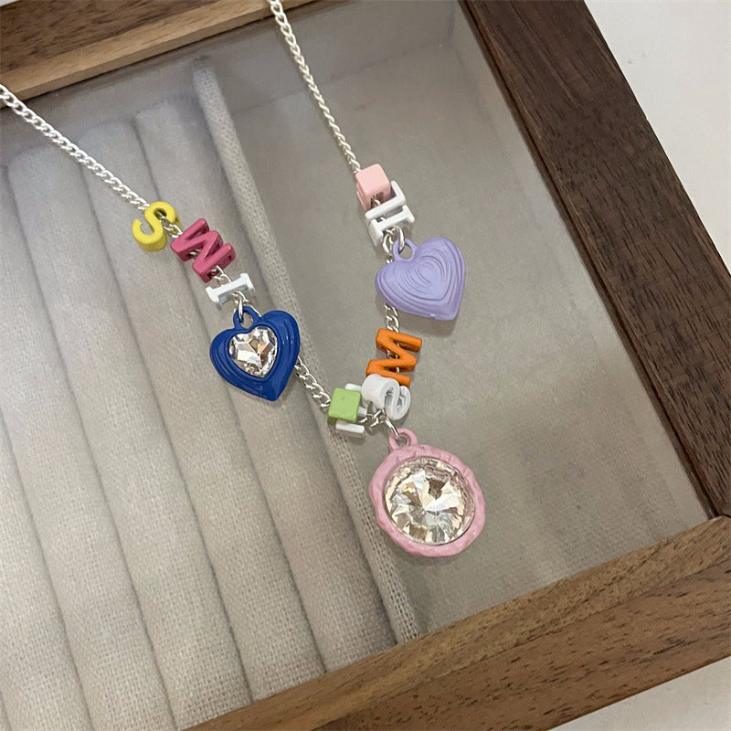 Candy Meteor ~ Colorful Beaded Xingx Necklace Female Design Sense Dopamine Girl Summer Sweet Cool Hot Girl Clavicle Chain