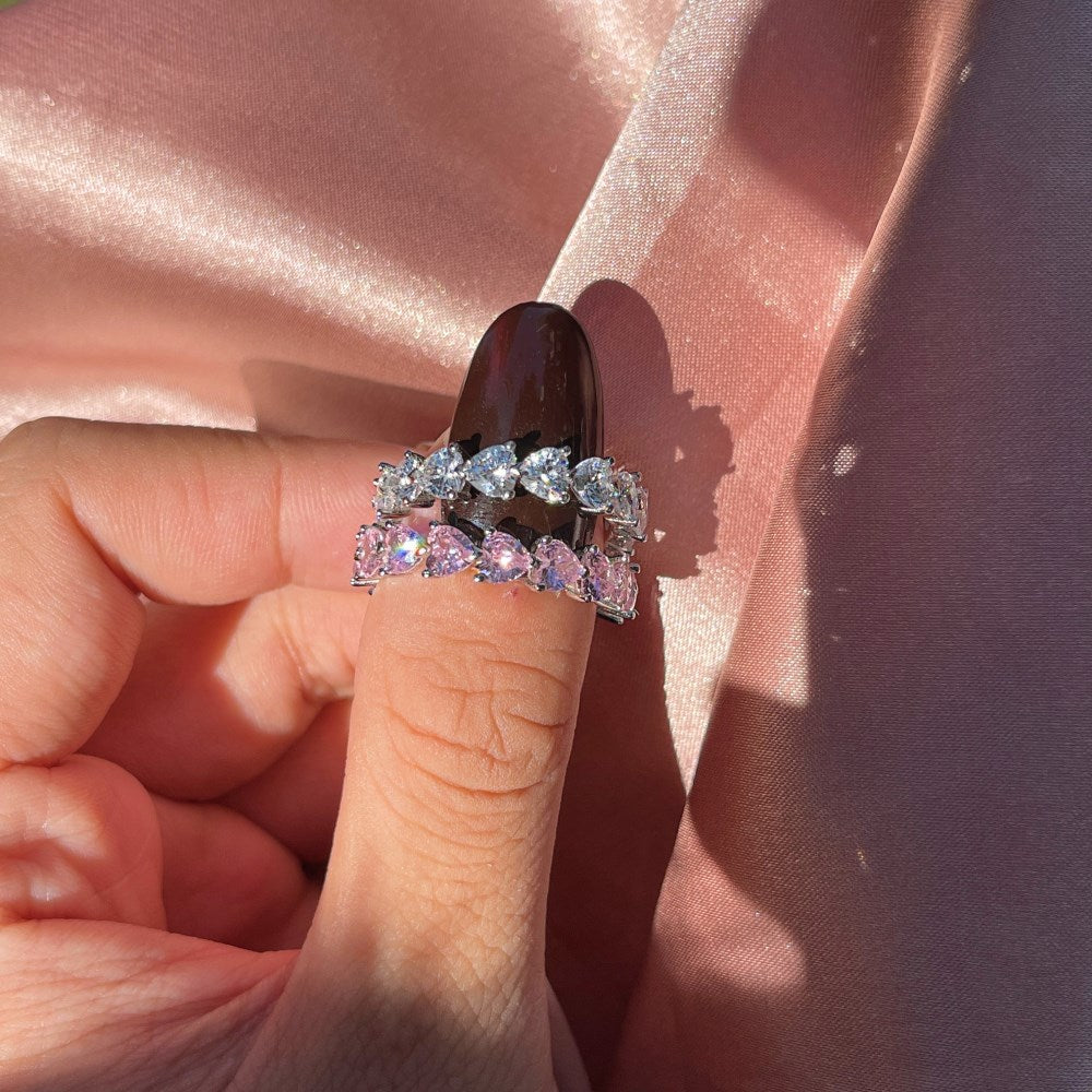 Princess Geometric Sterling Silver Plating Zircon Rings