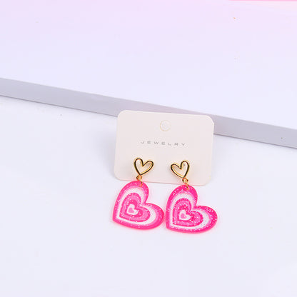 1 Pair Sweet Heart Shape Arylic Hollow Out Valentine's Day Women's Earrings