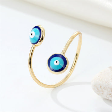 Ornament Trend Vintage Dripping Oil Color Devil's Eye Ring Turkish Eye Europe And America Cross Border