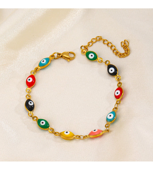 Ethnic Style Cool Style Devil's Eye Stainless Steel Enamel Plating Bracelets