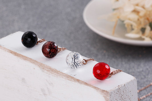 Fashion Creative Necklace Multicolor Glass Crystal Stainless Steel Clavicle Chain