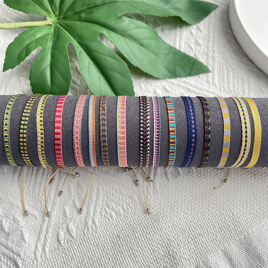 Ethnic Style Stripe Cotton Yarn Braid Unisex Bracelets