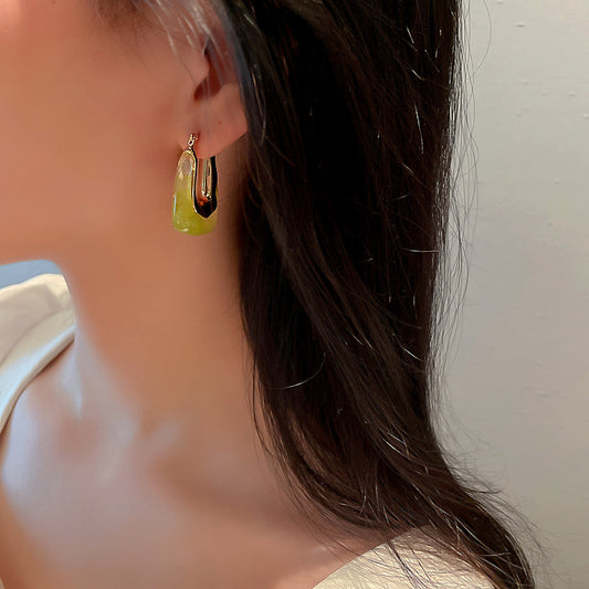 Fashion Candy Color U-shaped Resin Geometric Earrings Wholesale Gooddiy