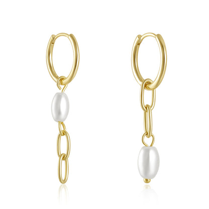 1 Pair Elegant Geometric Pearl Sterling Silver Drop Earrings