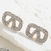 popular light luxury banquet letter V full diamond stud earrings women's independent station new alloy letter stud earrings