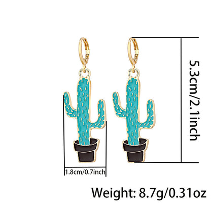 Wholesale Jewelry Geometric Hollow Plant Cactus Earrings Gooddiy