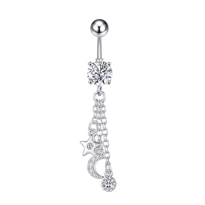 Fashion Heart Shape Copper Plating Zircon Belly Ring 1 Piece