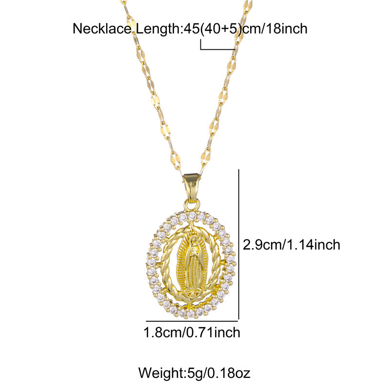 Stainless Steel Titanium Steel Retro Geometric Plating Inlay Zircon Pendant Necklace