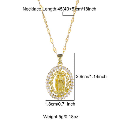 Stainless Steel Titanium Steel Retro Geometric Plating Inlay Zircon Pendant Necklace