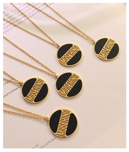 English Alphabet Round Brand Pendant Luxury Female Niche Acrylic Necklace