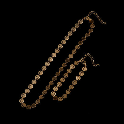 Simple Fashion Copper Smiley Face Chain Bracelet Necklace Wholesale Gooddiy