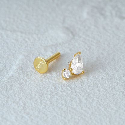 1 Piece Simple Style Geometric Plating Sterling Silver Zircon Ear Studs