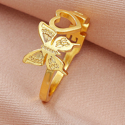 Fashion Hollow Butterfly Heart Ring