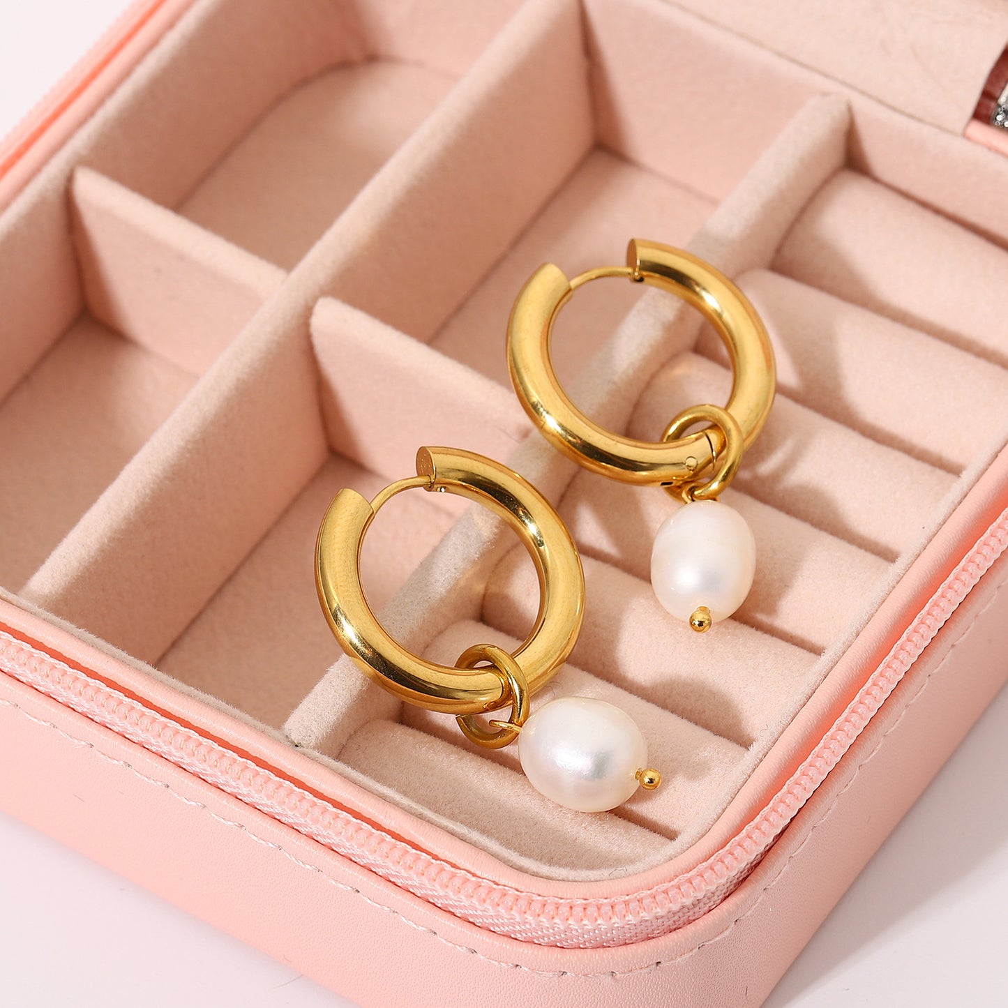 Wholesale Fashion 18k Gold-plated Single Freshwater Pearl Pendant Earrings Gooddiy