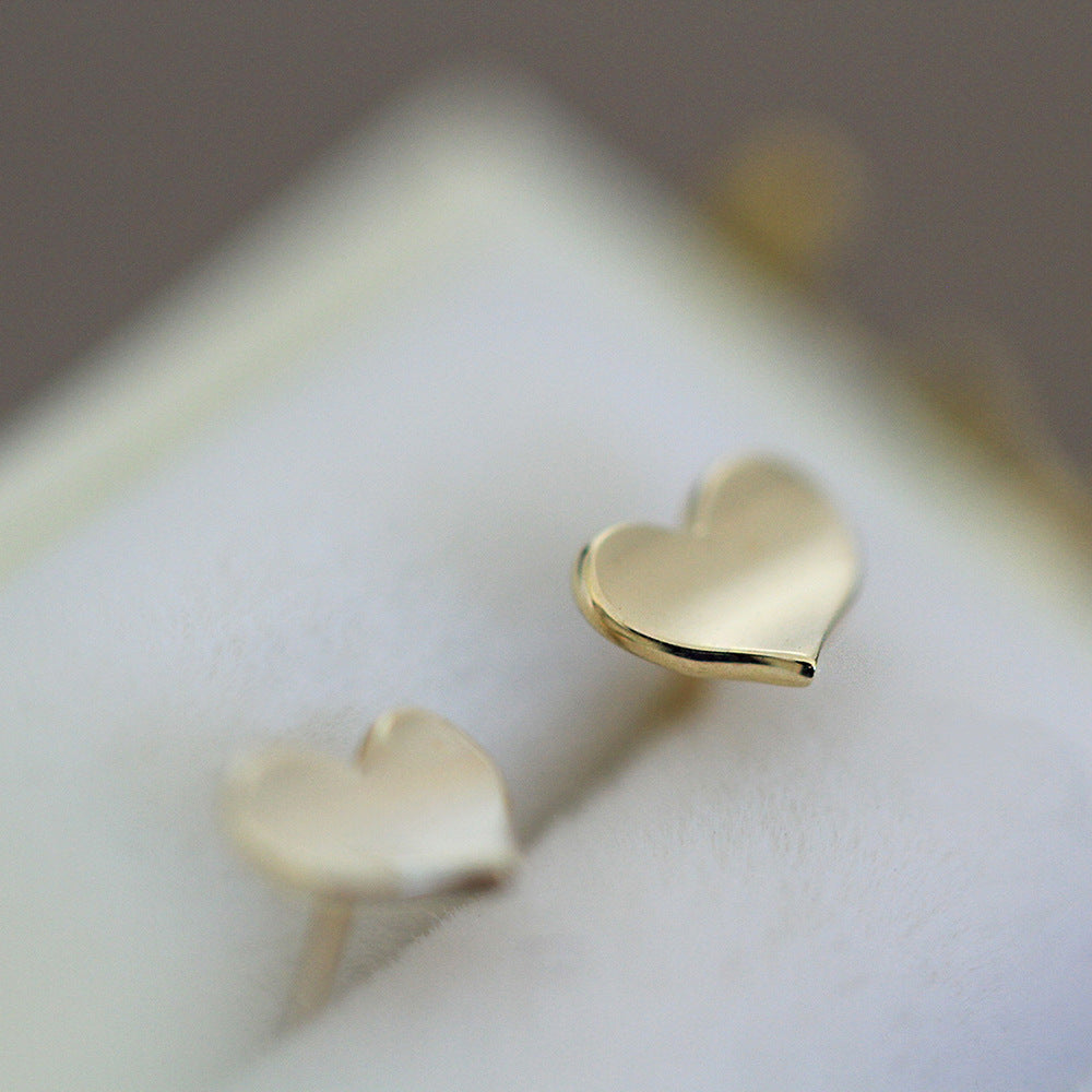 1 Pair Simple Style Heart Shape Sterling Silver Plating Ear Studs