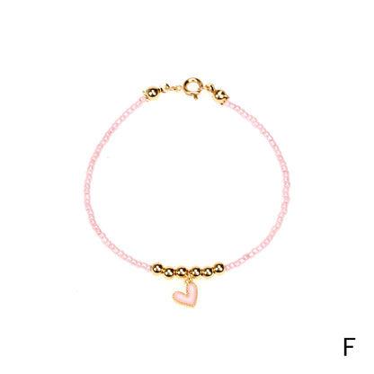 Fashion Design Heart-shaped Dripping Oil Beads Bracelet