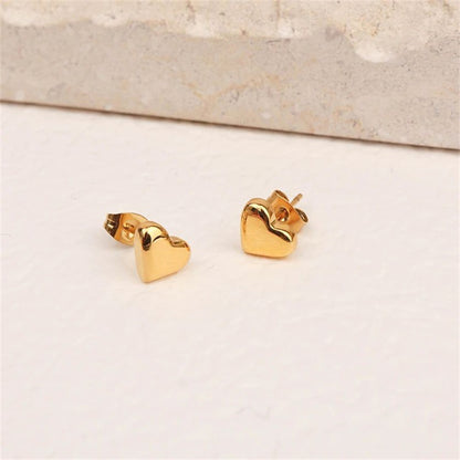 Simple Style Heart Shape Stainless Steel Ear Studs